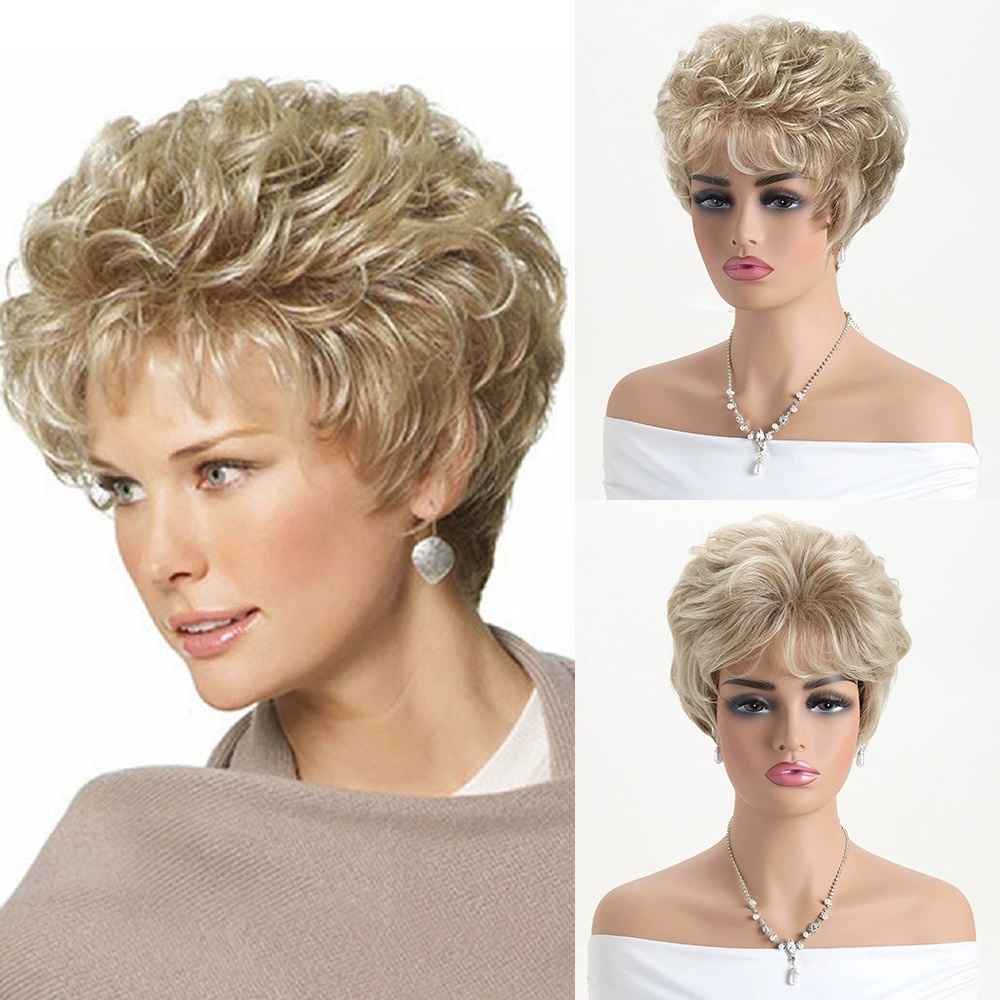 2025 Natural Short Pixie Cut Wig with Bangs Synthetic Mullet Head Wig for Women Dark Brown Straight Hair Daily Cosplay Use