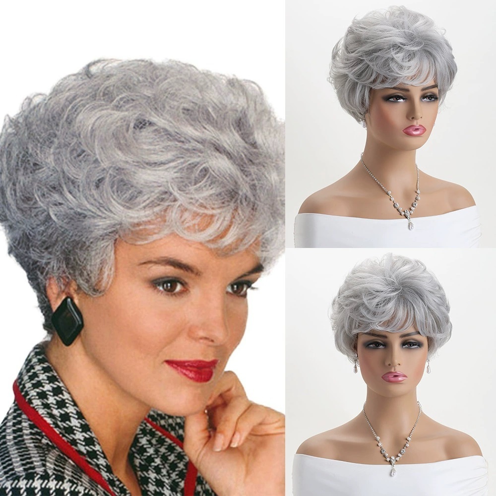 Brown Short Wigs  for White Women Layered Pixie Cut with Blonde Highlights Natural Looking Synthetic Wigs