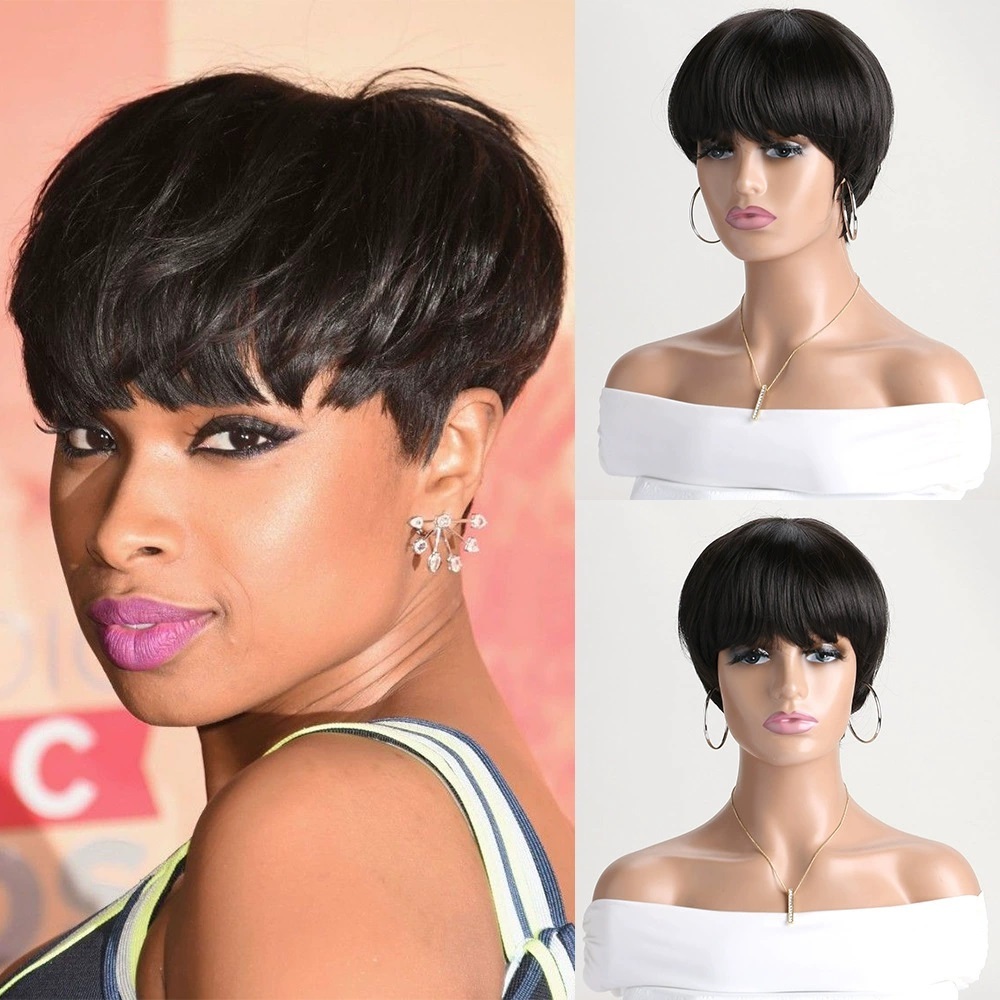 Brown Short Wigs  for White Women Layered Pixie Cut with Blonde Highlights Natural Looking Synthetic Wigs
