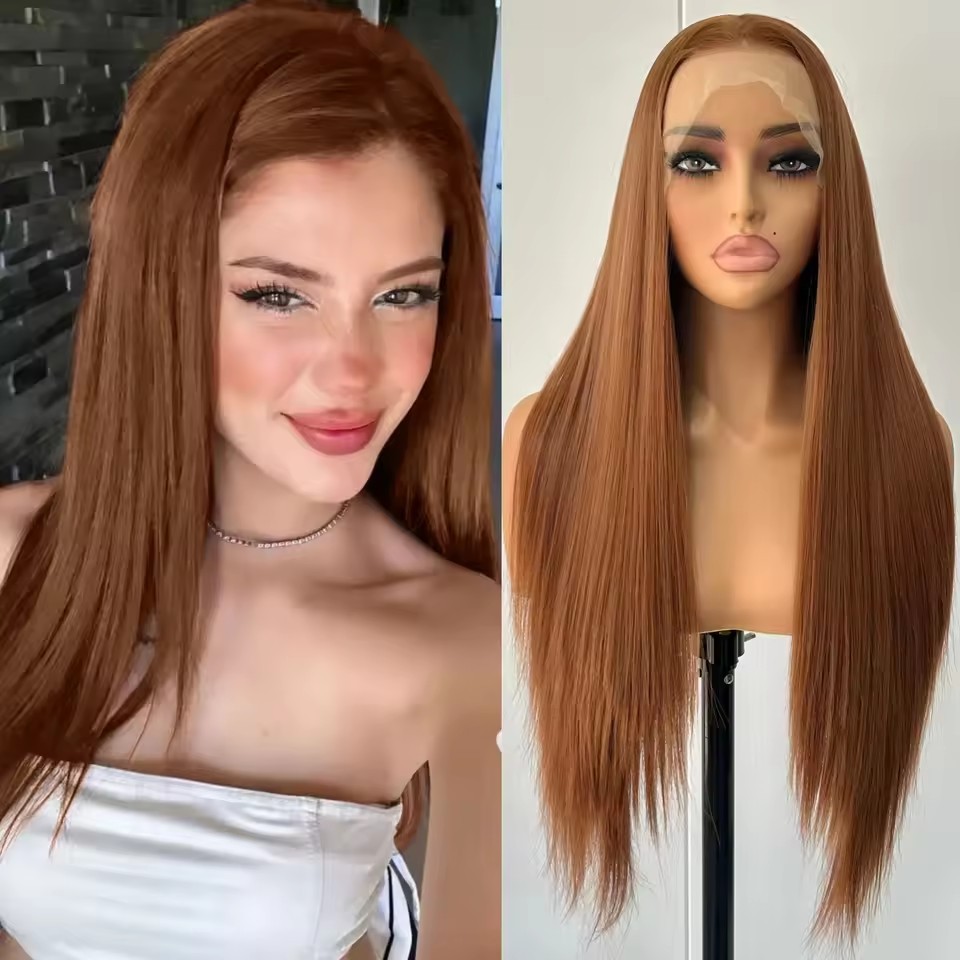 13x4 Long Straight  Lace Front  Synthetic Wigs Natural Black  Daily Use Natural Long Gray Cosplay Wigs