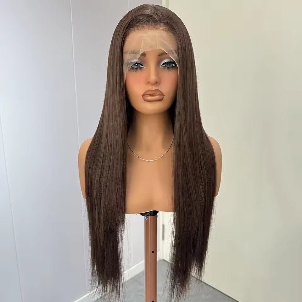 13x4 Long Straight  Lace Front  Synthetic Wigs Natural Black  Daily Use Natural Long Gray Cosplay Wigs