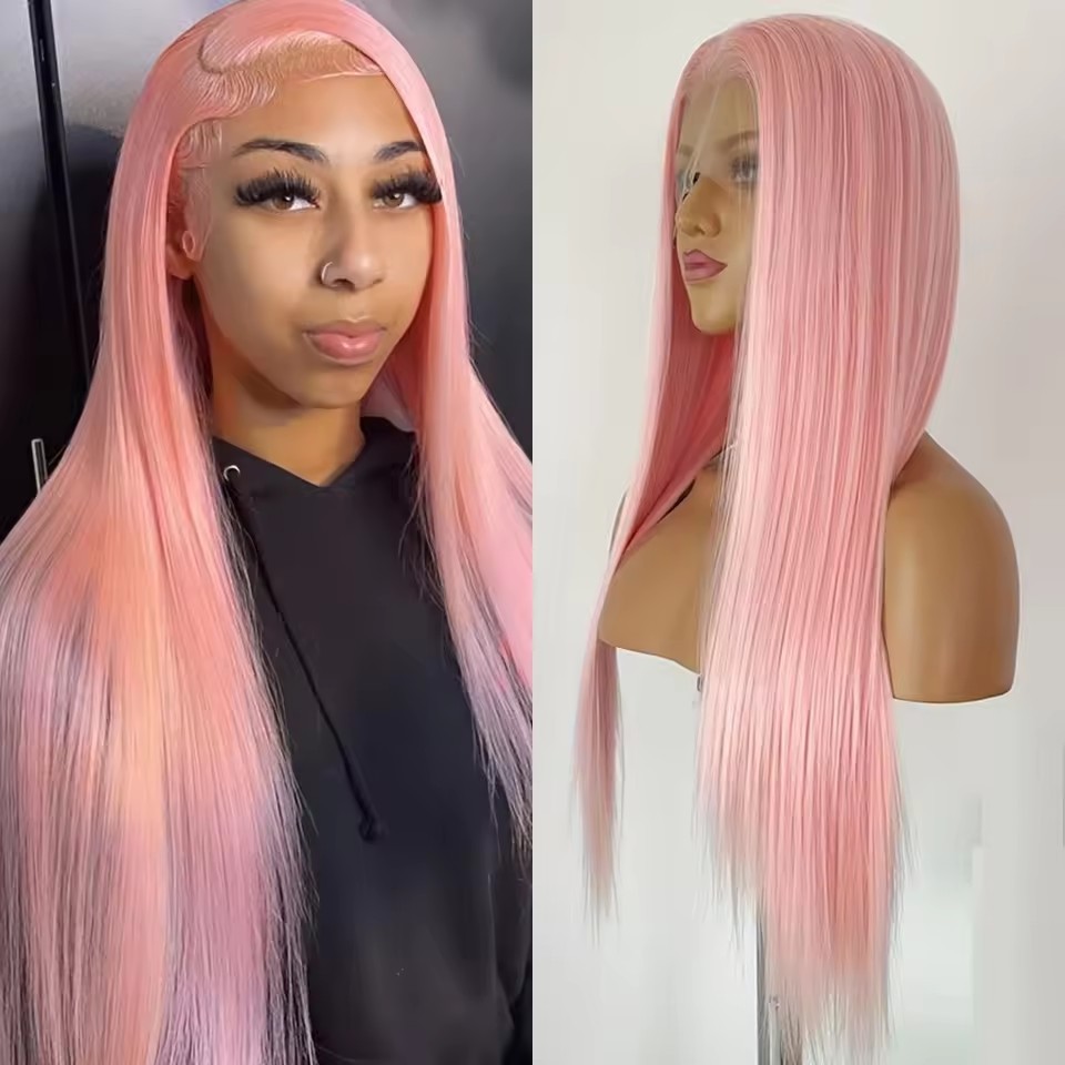 13x4 Long Straight  Lace Front  Synthetic Wigs Natural Black  Daily Use Natural Long Gray Cosplay Wigs