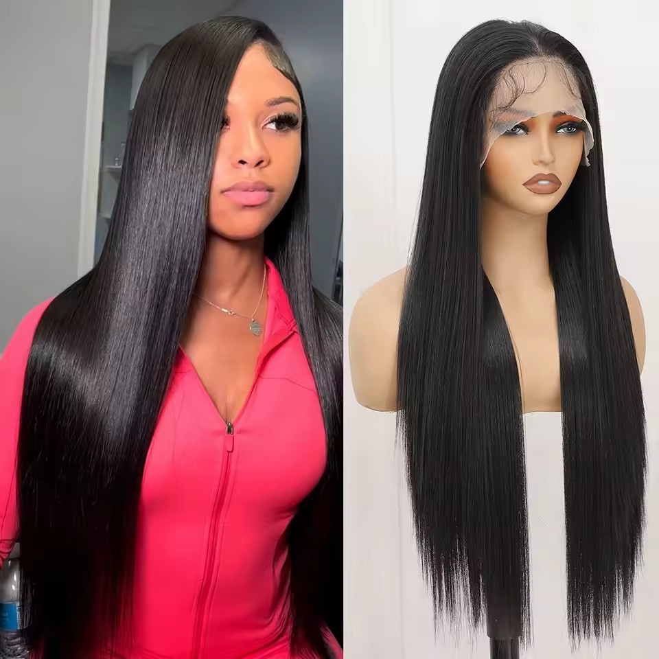 13x4 Long Straight  Lace Front  Synthetic Wigs Ginger Orange Lace Frontal Wigs Glueless Heat-resistant Fibre Wig