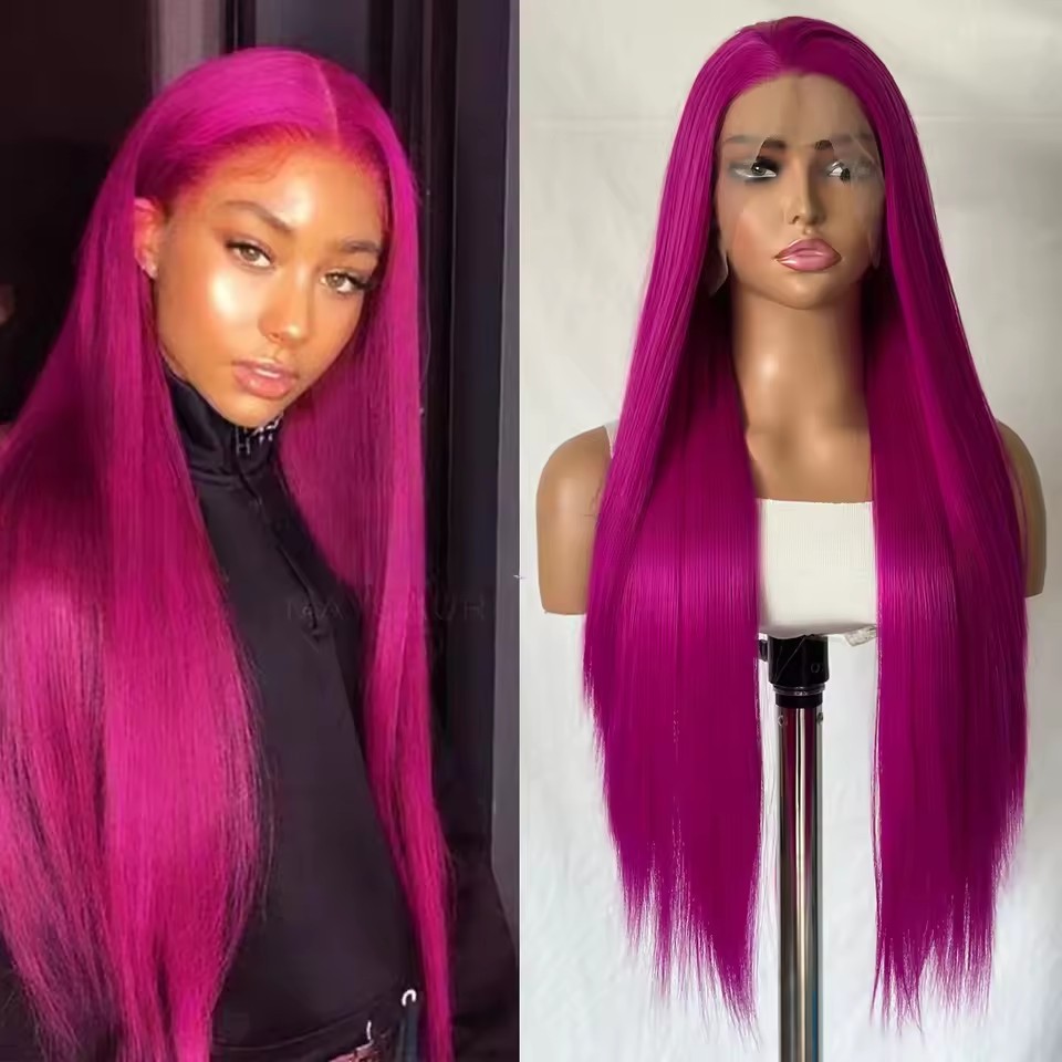 13x4 Long Straight  Lace Front  Synthetic Wigs Ginger Orange Lace Frontal Wigs Glueless Heat-resistant Fibre Wig