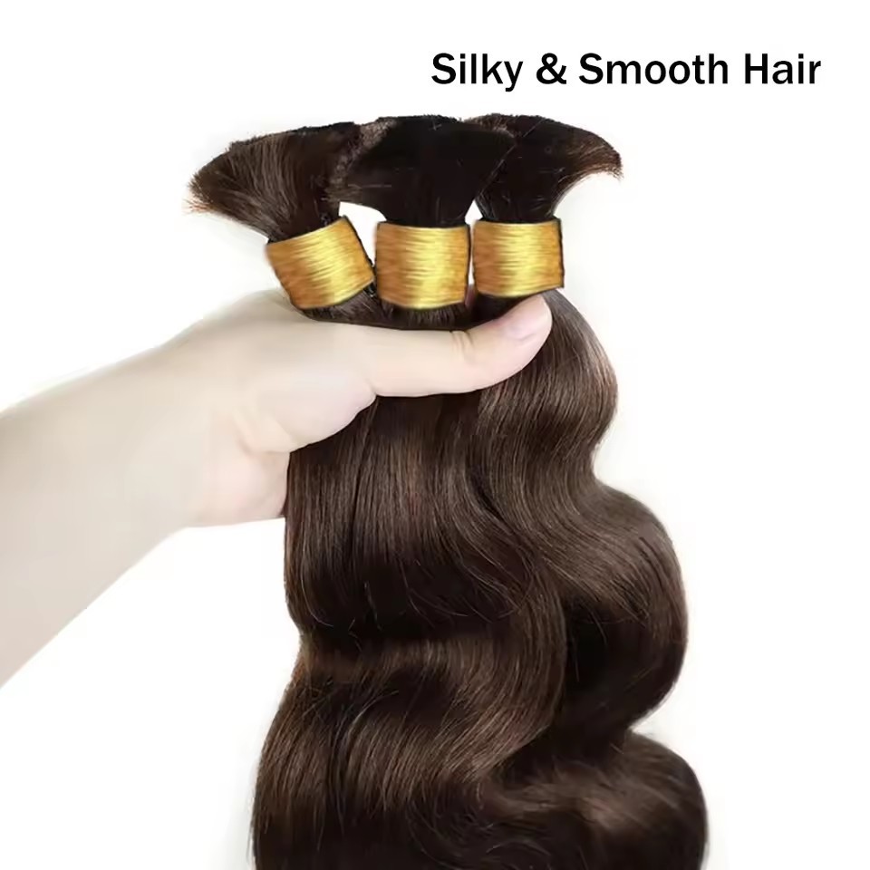 10A  Dark Brown #2  body wave  Human Braiding Hair Bulk 100g No Weft Human Hair Bundles Micro Human Braiding Hair for Boho Braids