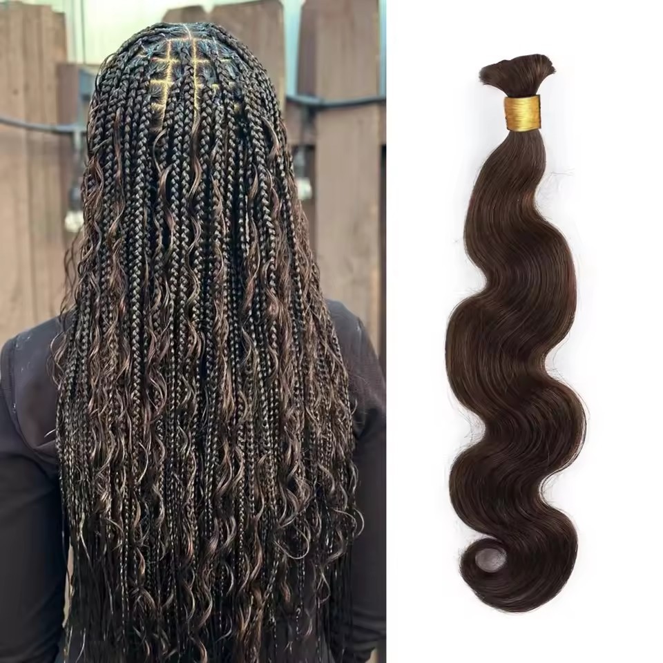 10A  Dark Brown #2  body wave  Human Braiding Hair Bulk 100g No Weft Human Hair Bundles Micro Human Braiding Hair for Boho Braids