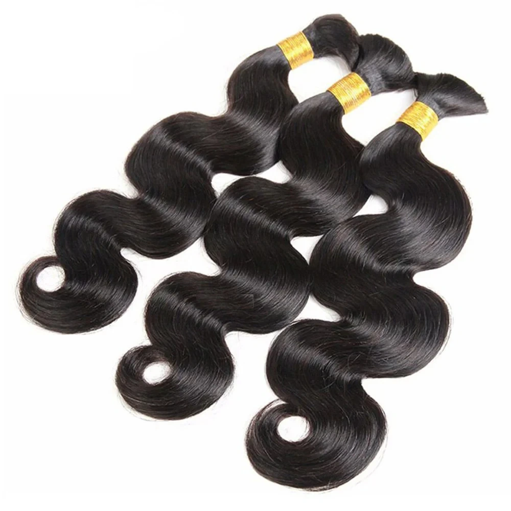 10A Natural Black Body Wave  Bulk Human Hair  Extensions 100g No Weft Human Hair Bulk Micro Human Braiding Hair