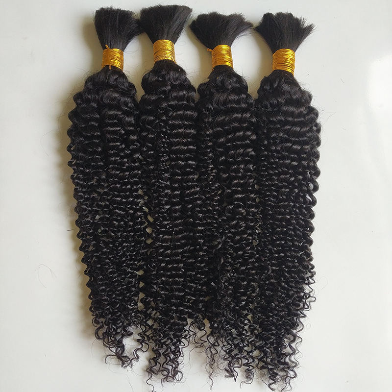 9A Curly Black Human Braiding Hair Deep Wave Bulk Human Hair 100g No Weft Human Hair Bundles Micro Human Braiding Hair for Boho Braids