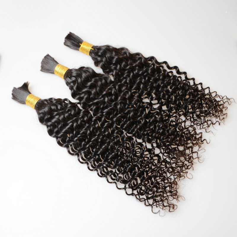 9A Curly Black Human Braiding Hair Deep Wave Bulk Human Hair 100g No Weft Human Hair Bundles Micro Human Braiding Hair for Boho Braids