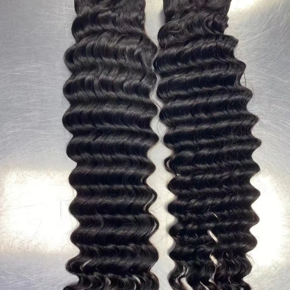 10A Natural Deep wave Hair Bulk for Braiding Brazilian Virgin No Weft Brazilian Remy Hair Extensions 100g/Pcs/Pack