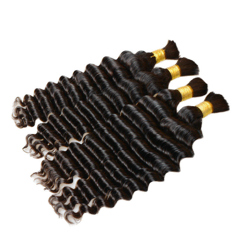 10A Natural Deep wave Hair Bulk for Braiding Brazilian Virgin No Weft Brazilian Remy Hair Extensions 100g/Pcs/Pack