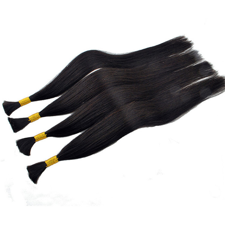 9A Natural Black Straight Hair Bulk for Braiding  Brazilian Virgin No Weft Brazilian Remy Hair Extensions 100g/Pcs/Pack