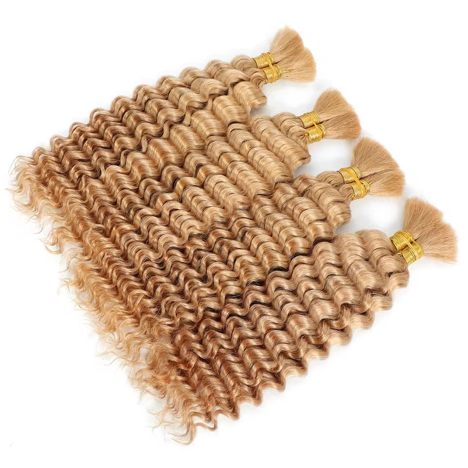 9A Honey Blonde #27 Boho Braids Human Hair No Weft Bulk Braiding Hair 100% Remy Human Hair Boho Braids 100g Bulk Human