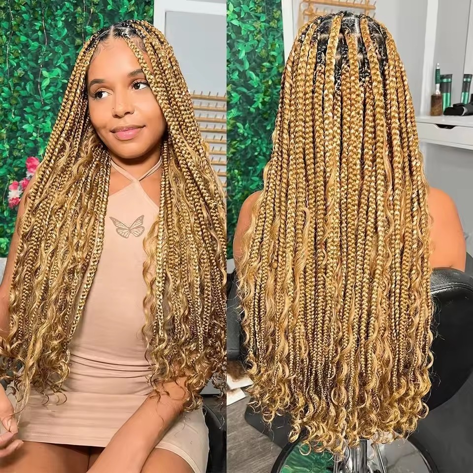 9A Honey Blonde #27 Boho Braids Human Hair No Weft Bulk Braiding Hair 100% Remy Human Hair Boho Braids 100g Bulk Human
