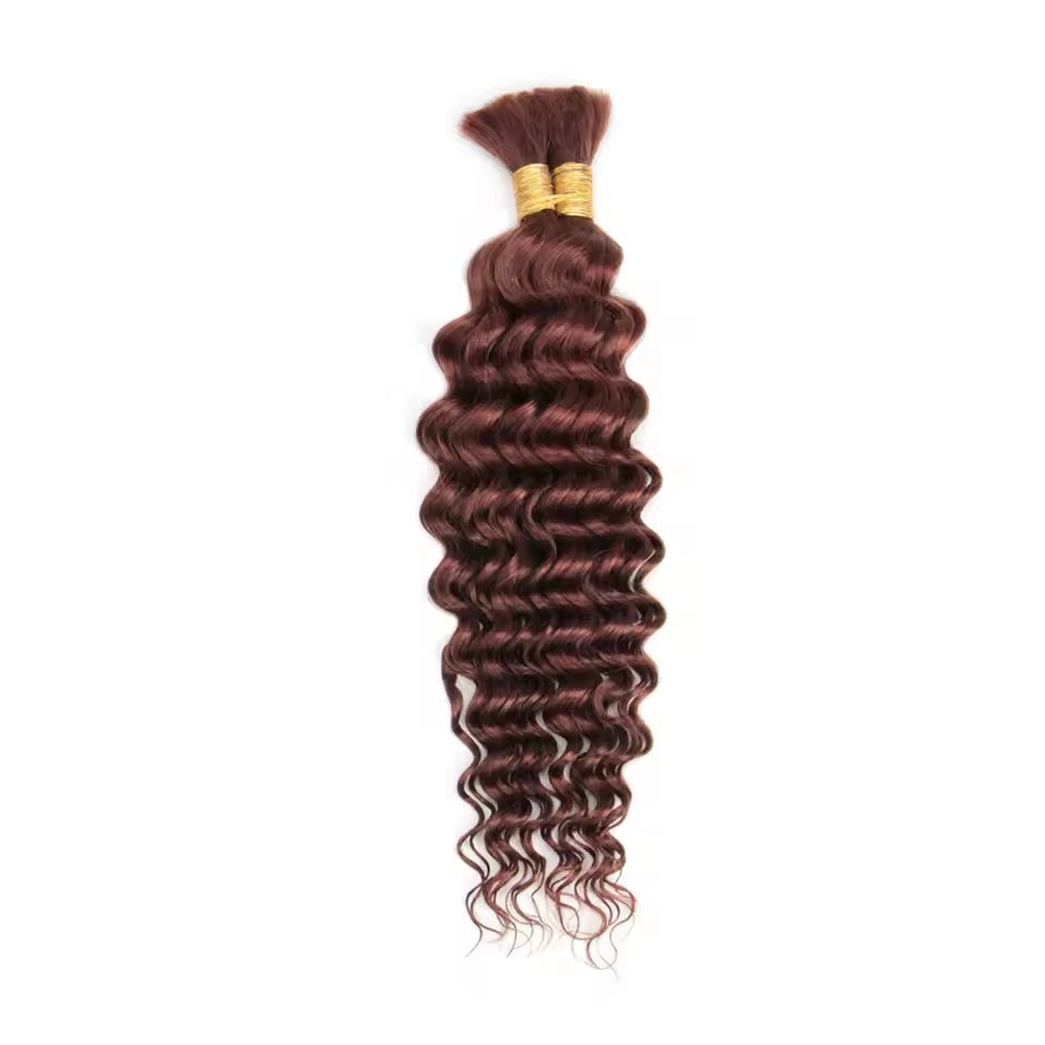 9A Light Brown  #33 Deep Wave Human Hair Bulk for Boho Braids Raw Hair Extensions Deep Wave Bundles