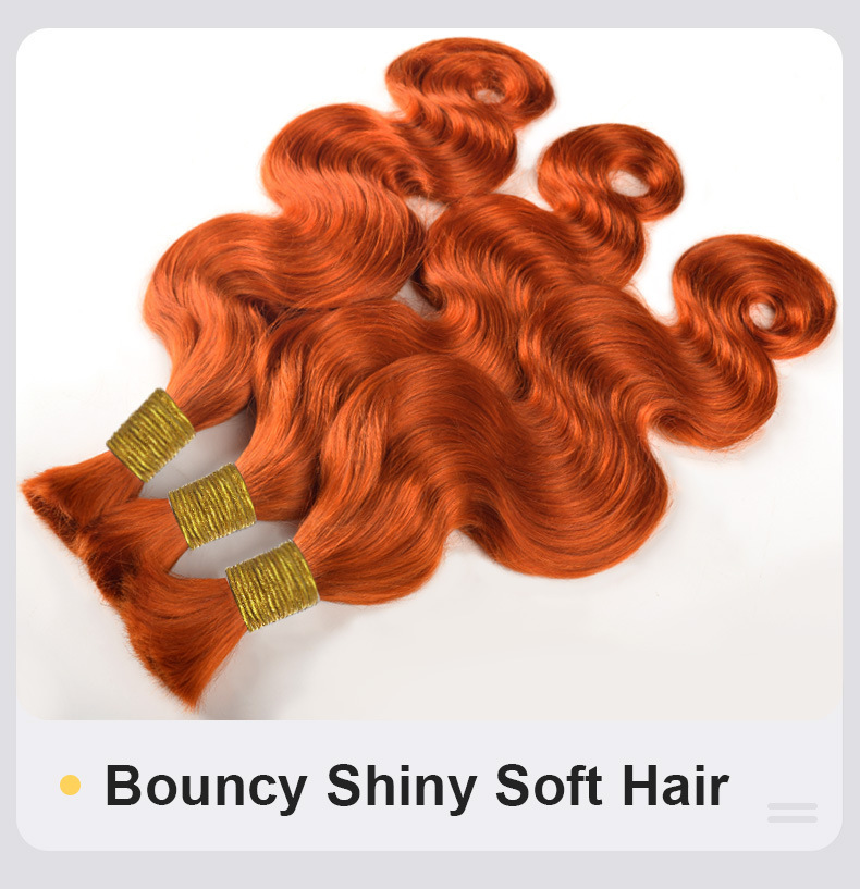 10A  Ginger  #350  body wave  Human Braiding Hair Bulk 100g No Weft Human Hair Bundles Human Braiding Hair for Boho Braids