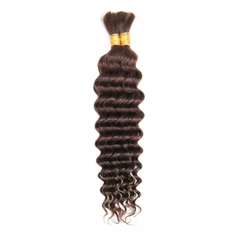 9 A Brown #4  Bulk Braiding Hair Deep Wave  100g No Weft Human Hair Bundles Human Braiding Hair for Boho Braids