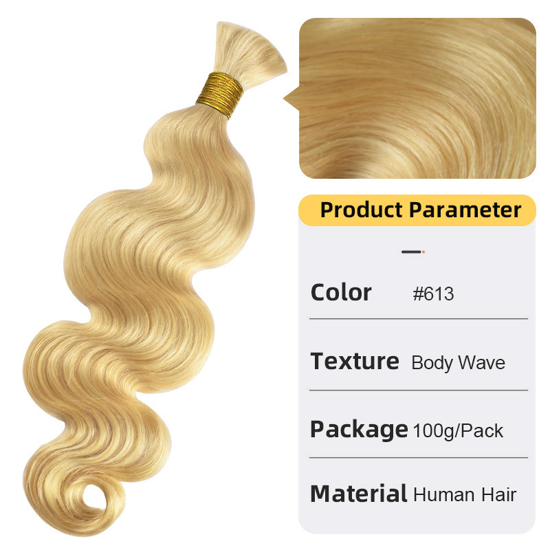 10A  Blonde #613  body wave  Human Braiding Hair Bulk 100g No Weft Human Hair Bundles Human Braiding Hair for Boho Braids