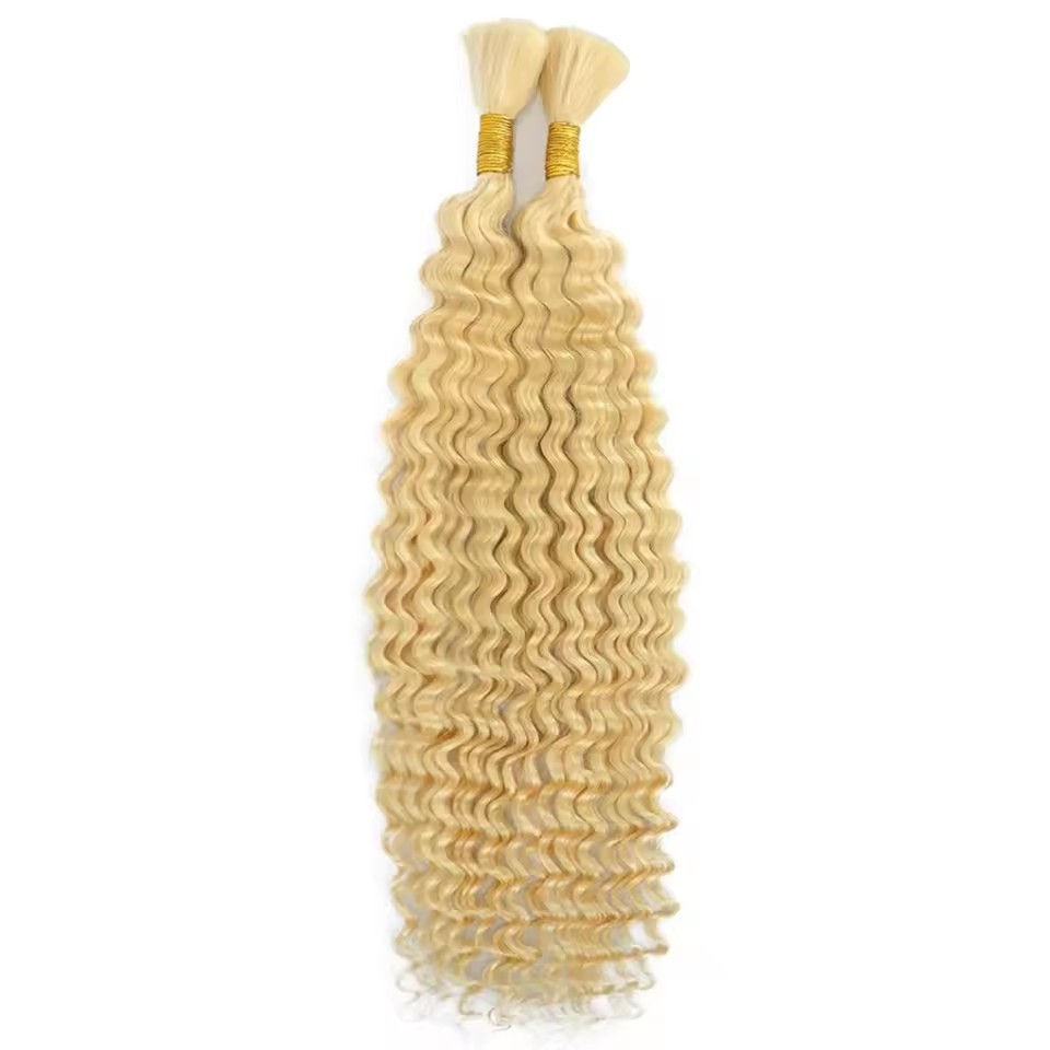 9A Grade 613 Blonde Deep Wave Bulk Braiding Hair 100% Human Hair No Weft Human Hair For Braiding Extensions