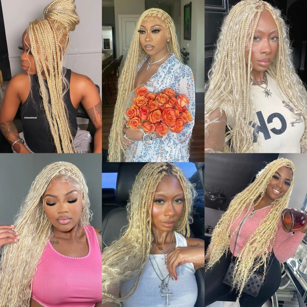 10A Grade 613 Blonde Deep Wave Bulk Human Hair For Braiding  Human Hair No Weft Bundle Boho Braids Human Hair Extensions
