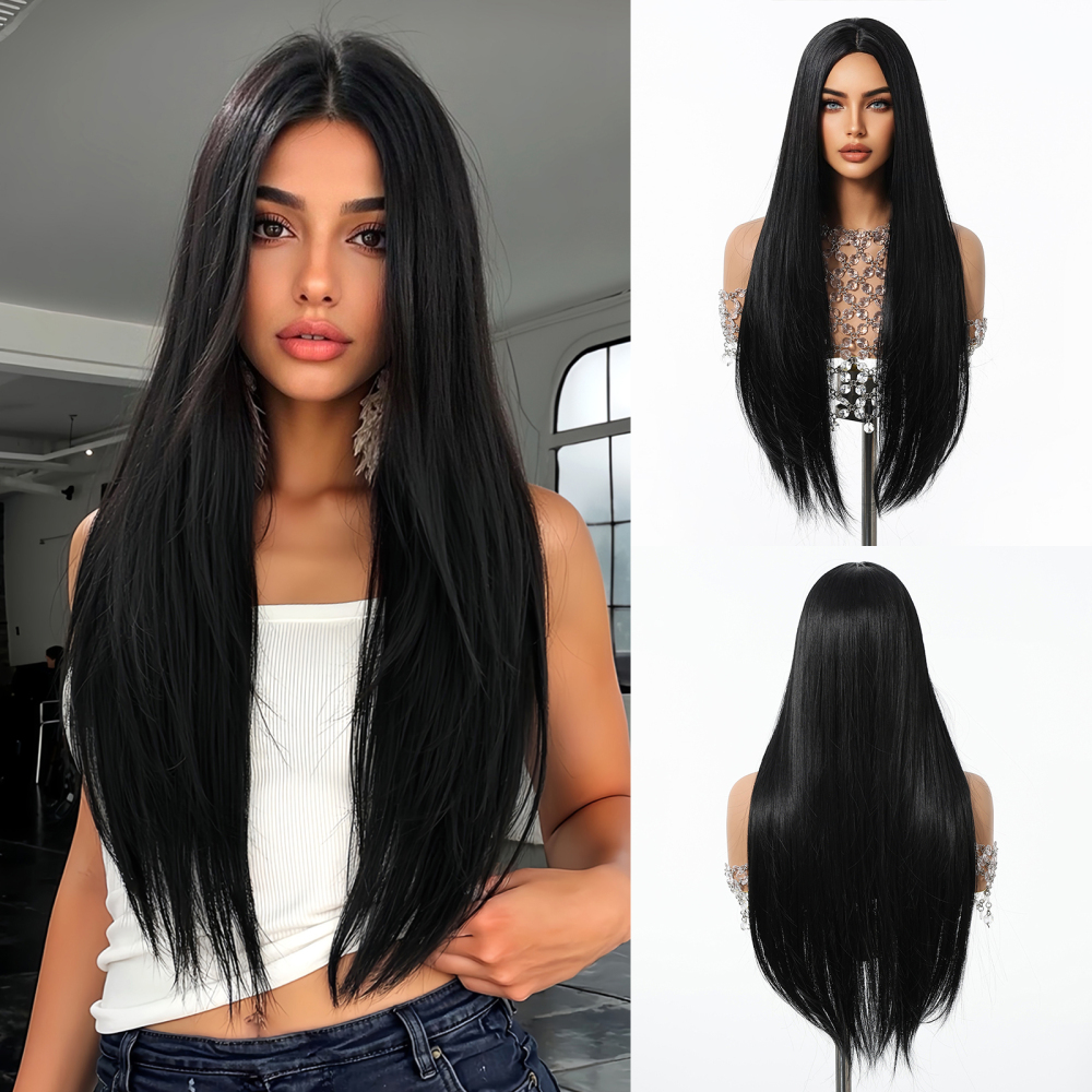 2025 New Long Straight Synthetic Wigs for Women  Ash Brown Natural Hair Wigs With Bangs Daily Use Cosplay Heat Resistant Wigs
