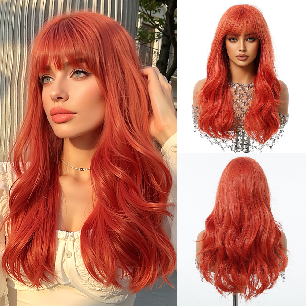 2025 New Long Wavy Synthetic Wigs for Women Blonde to Brown Ombre Wavy Layered Hair Wig With Bangs Daily Wigs