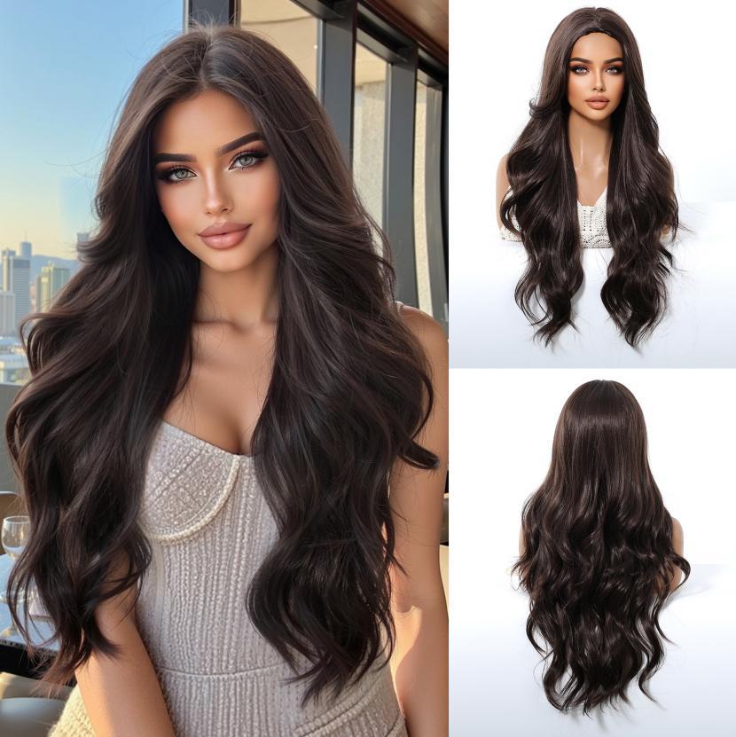 2025 New Long Wavy Synthetic Wigs for Women Blonde to Brown Ombre Wavy Layered Hair Wig With Bangs Daily Wigs