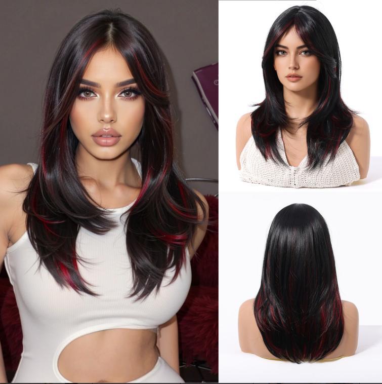 Long  Brown Straight Synthetic Wigs for Women  Ash Brown Natural Hair Wigs With Bangs Daily Use Cosplay Heat Resistant Wigs