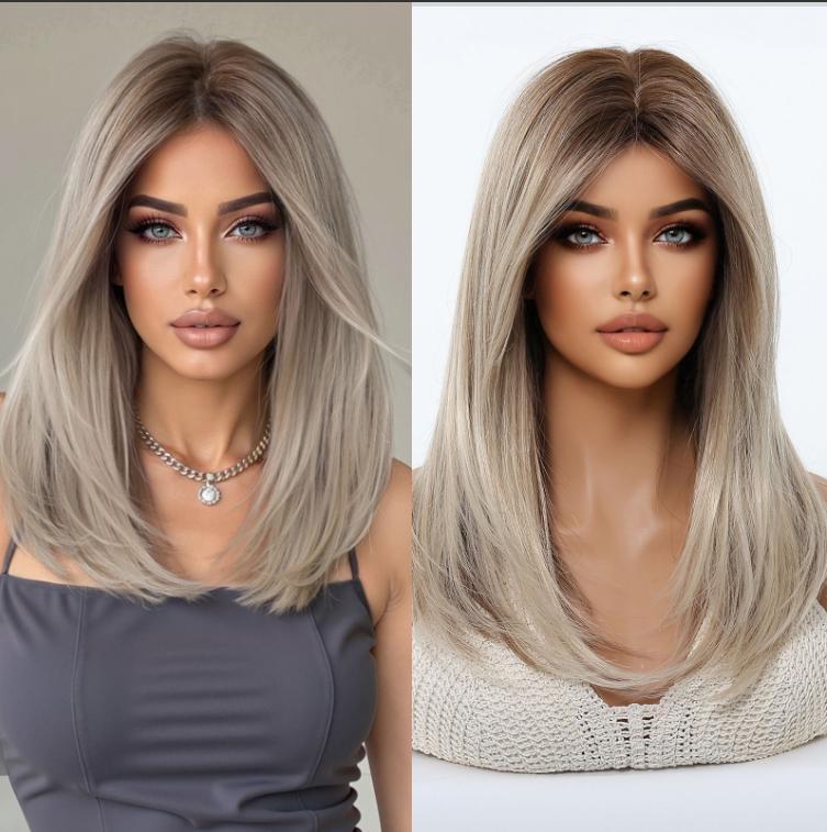 2025 New Long Straight Synthetic Wigs for Women  Ash Brown Natural Hair Wigs With Bangs Daily Use Cosplay Heat Resistant Wigs