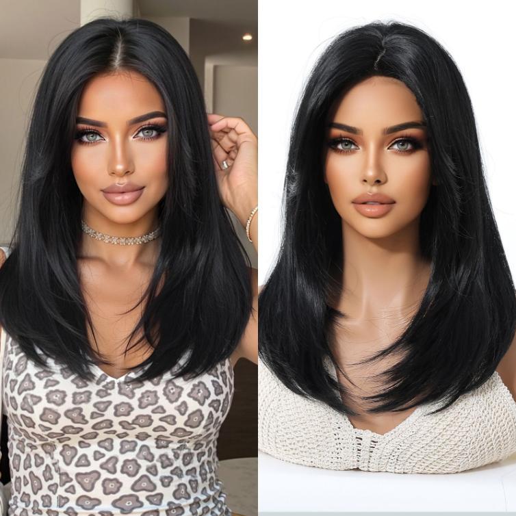 Long  Brown Straight Synthetic Wigs for Women  Ash Brown Natural Hair Wigs With Bangs Daily Use Cosplay Heat Resistant Wigs