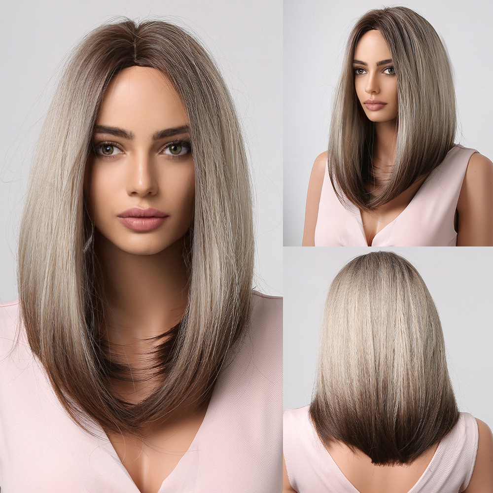 2025 Synthetic Fiber Short Bob Wigs for Women Dark Brown Straight Wig with Bangs Daily Party Hair Heat Resistant