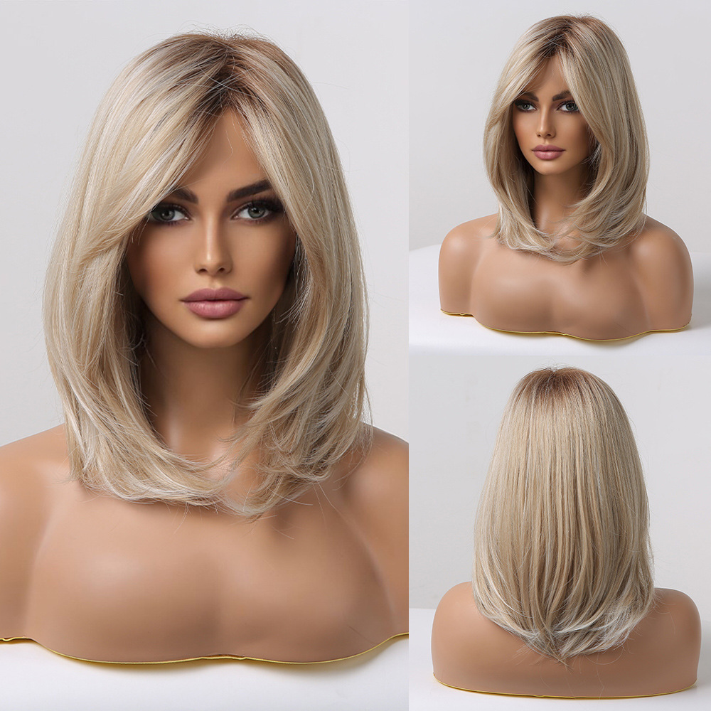 2025 Synthetic Fiber Short Bob Wigs for Women Dark Brown Straight Wig with Bangs Daily Party Hair Heat Resistant