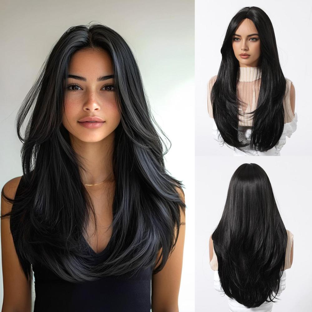 2025 New Long Straight Synthetic Wigs for Women  Ash Brown Natural Hair Wigs With Bangs Daily Use Cosplay Heat Resistant Wigs