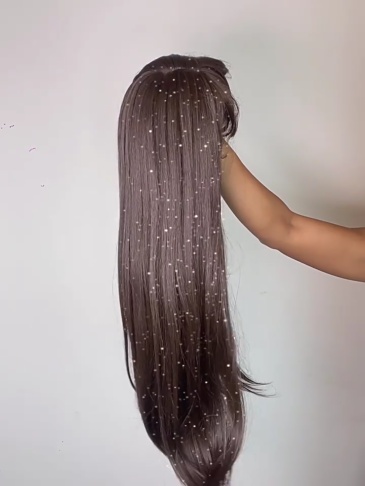 long Straight Synthetic Wig with Bangs  Machine Made Synthetic Hair Wigs for Woman Cosplay Party Daily Heat Resistant