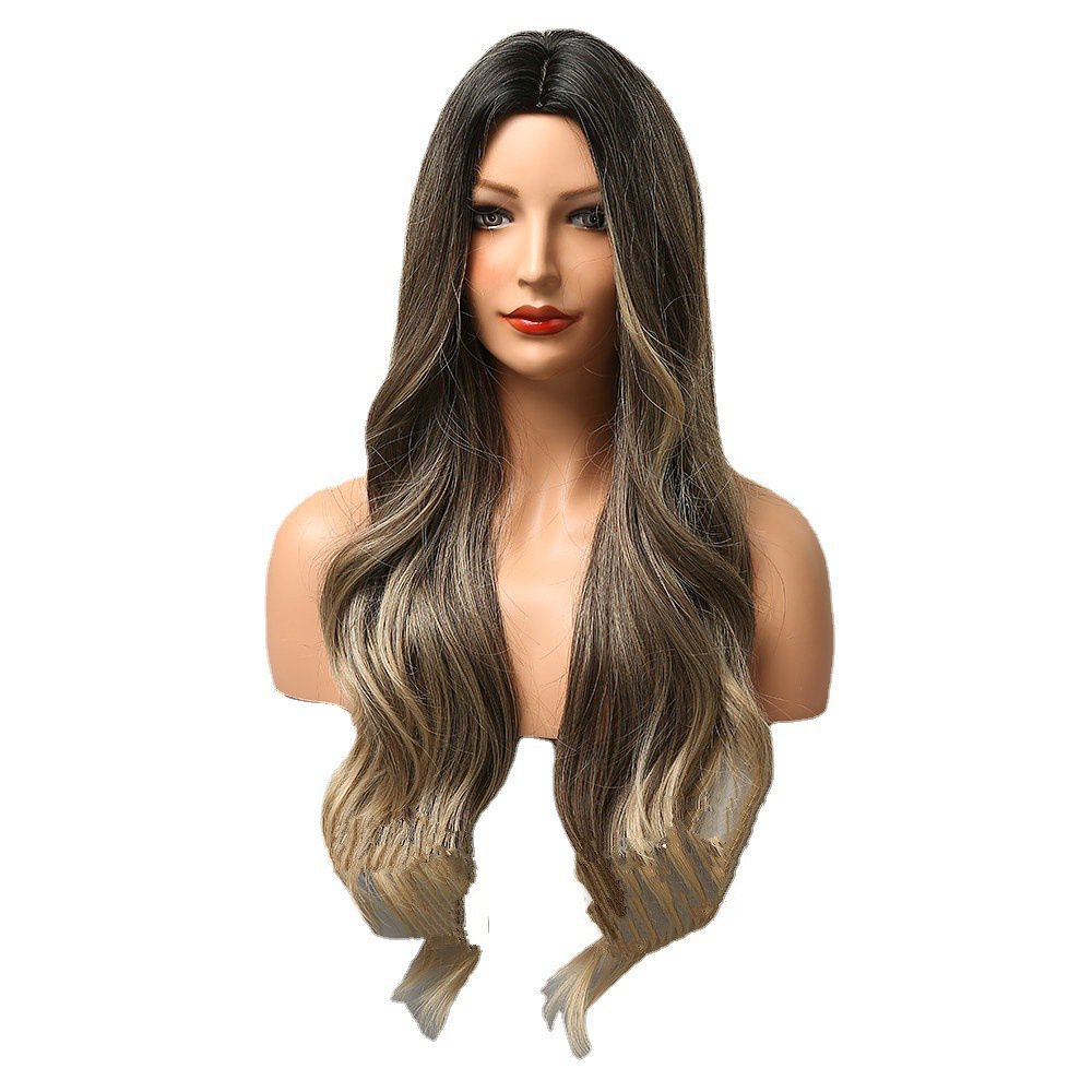 Long Body Wave Synthetic  Wigs for Women Brown Ombre to Blonde T Part  synthetic Wig Colored Highlight Hair