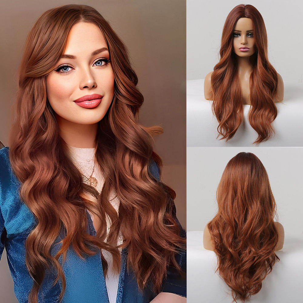 Black Long Natural  Wavy Synthetic Wigs for Women Natural wave Hair Wigs Middle Part Heat Resistant Fiber Daily Use