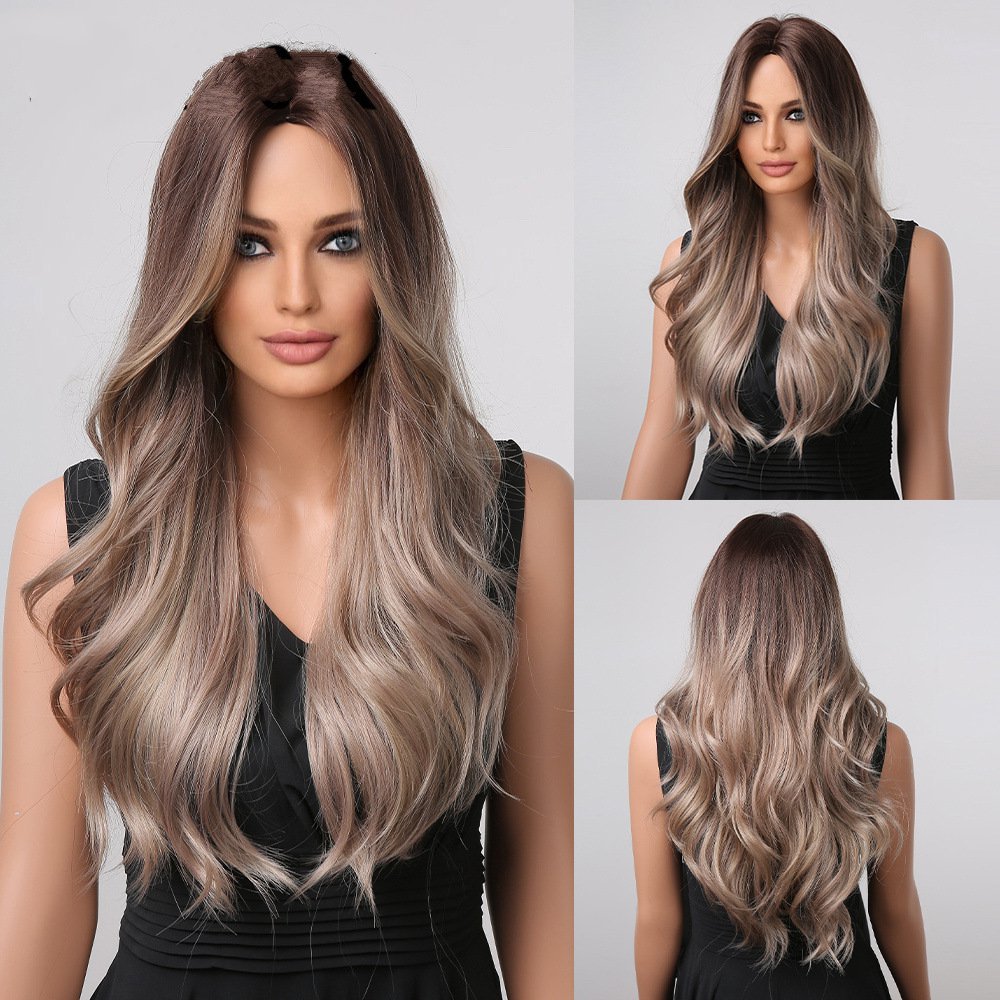 Black Long Natural  Wavy Synthetic Wigs for Women Natural wave Hair Wigs Middle Part Heat Resistant Fiber Daily Use