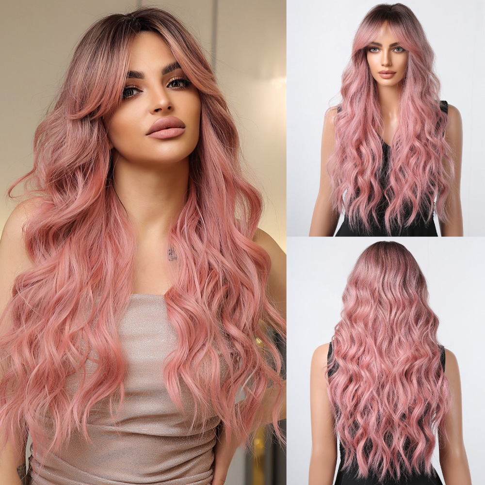 Black Long Natural  Wavy Synthetic Wigs for Women Natural wave Hair Wigs Middle Part Heat Resistant Fiber Daily Use