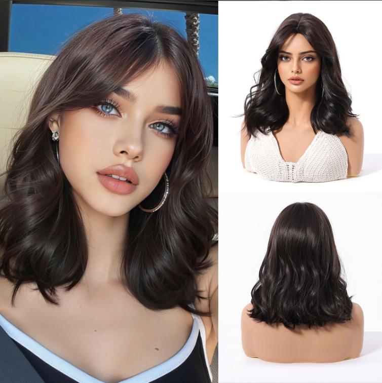 2025 new Black Bob Synthetic Wigs with bangs Medium  Daily Party  Wig for Women Heat Resistant Natural wig