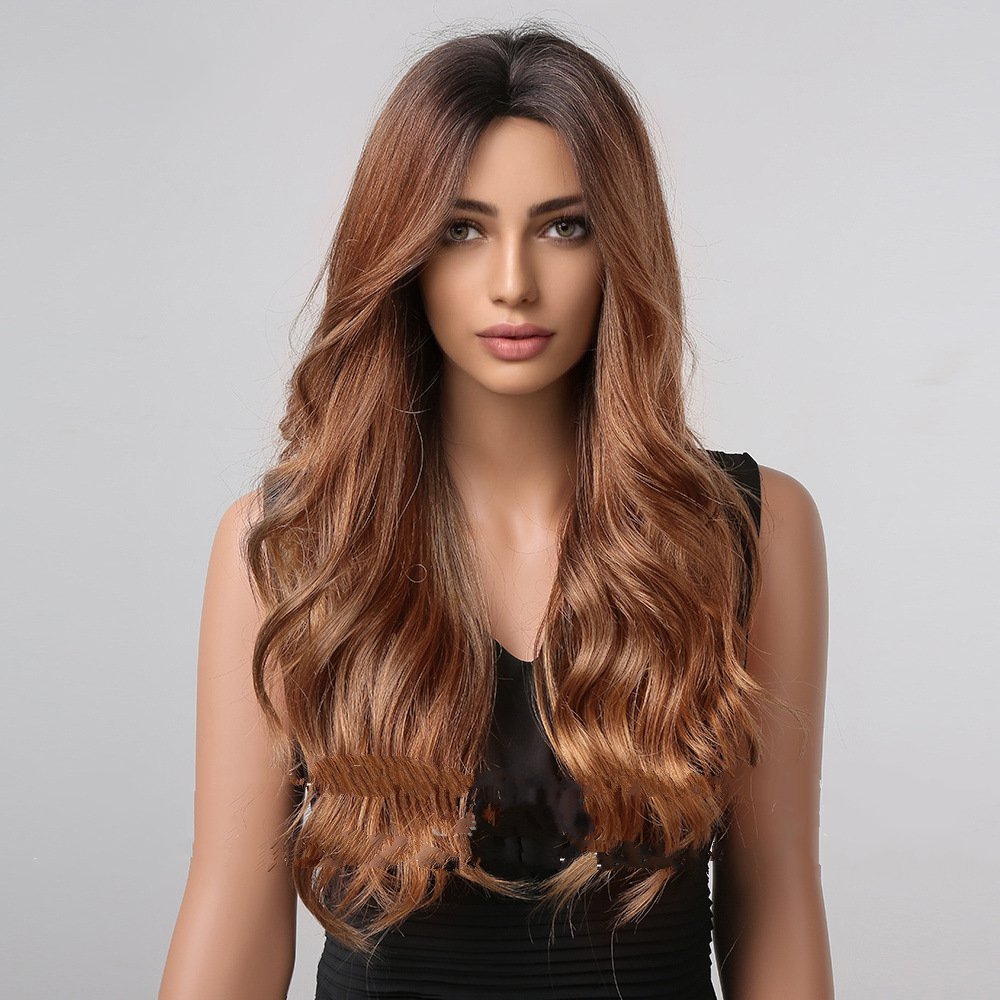 Long Body Wave Synthetic  Wigs for Women Brown Ombre to Blonde T Part  synthetic Wig Colored Highlight Hair