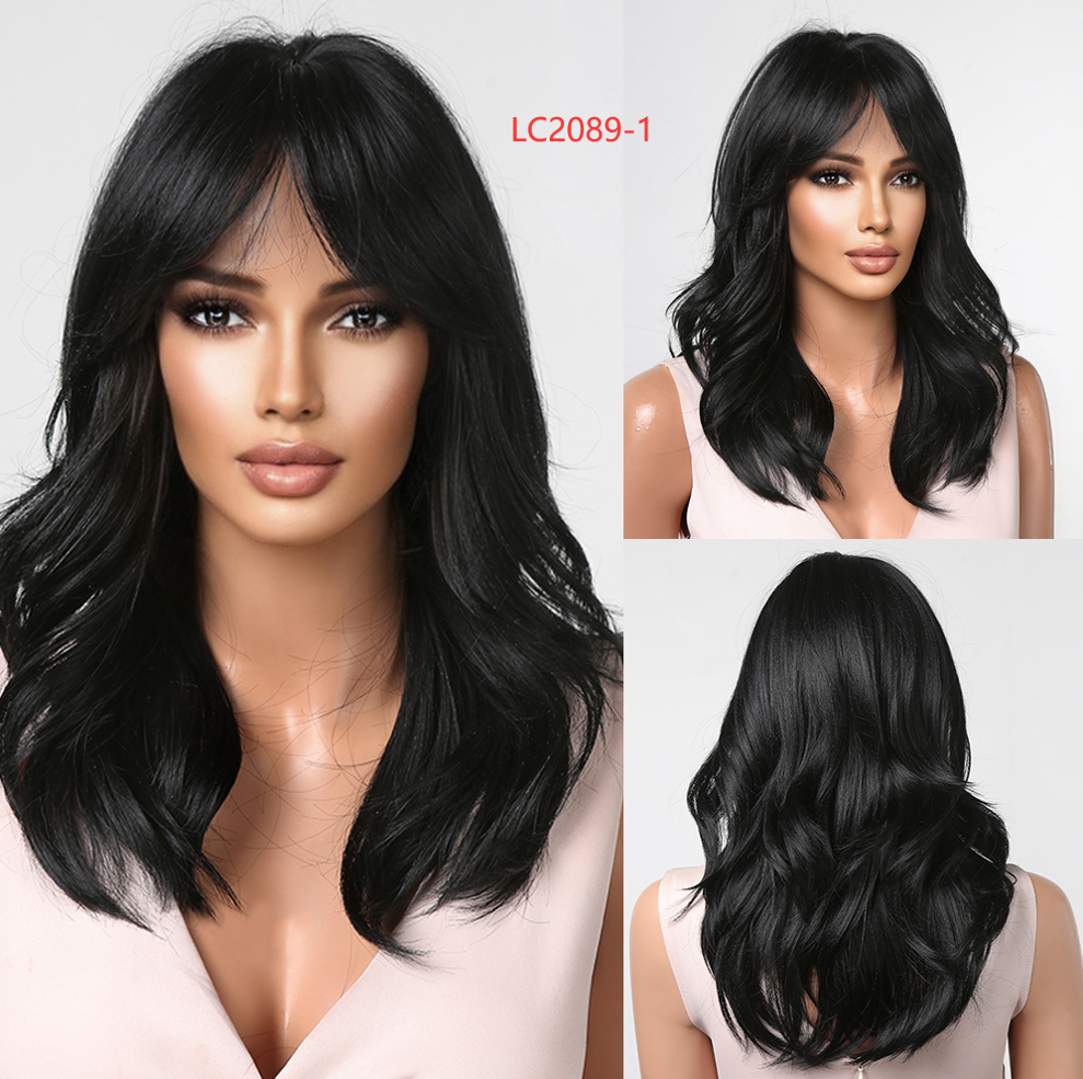 14 inch Short Wave  Brown Bob Wigs With Fringe Shoulder Length  Curly Wavy Synthetic Cosplay Wigs for Women