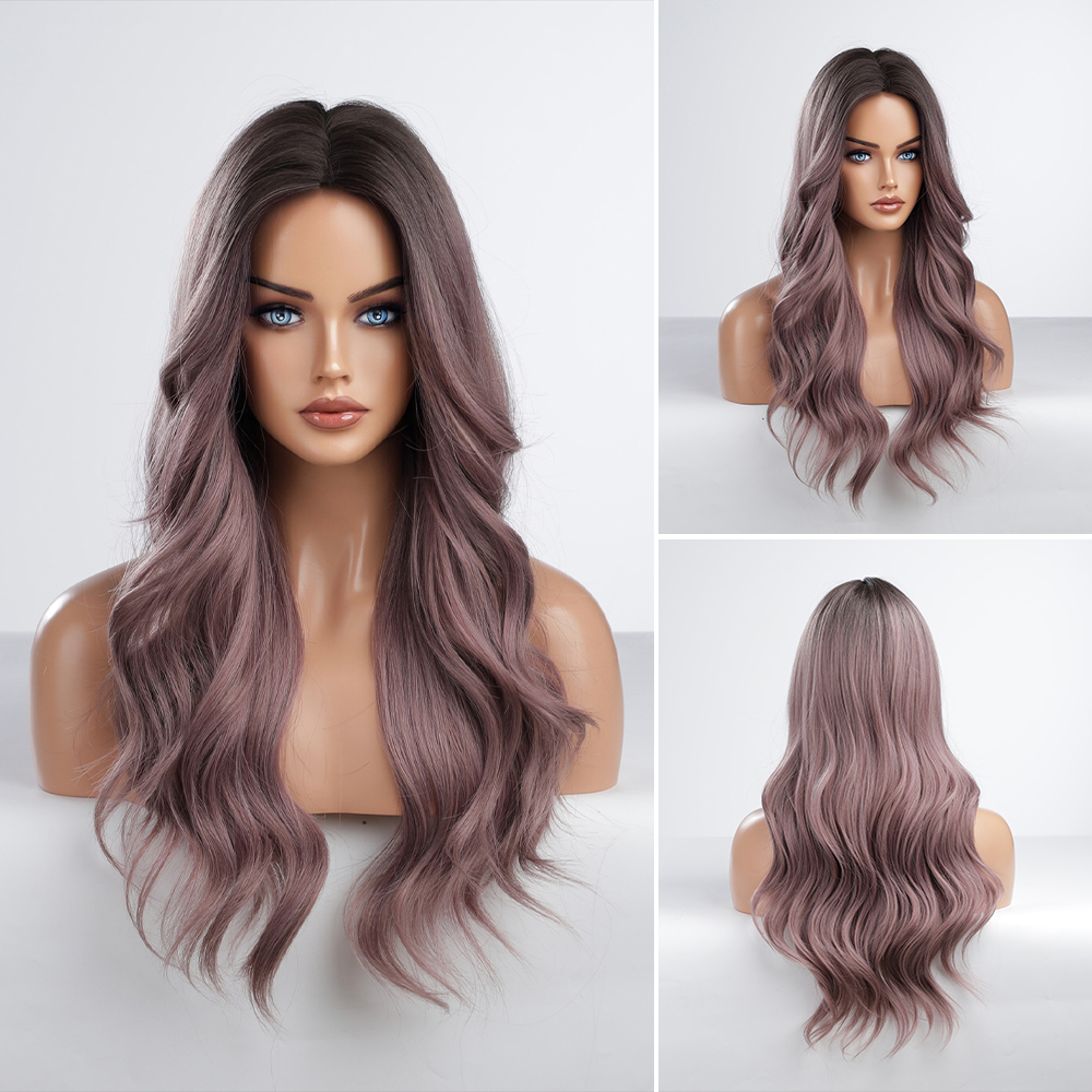Long Highlight  Natural Wave Synthetic  Wigs Blonde Black Pink Synthetic Wigs Suitable for Women's Daily Party