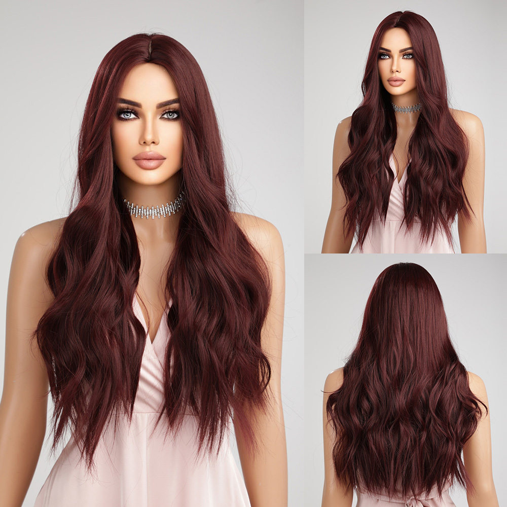 Long Highlight  Natural Wave Synthetic  Wigs Blonde Black Pink Synthetic Wigs Suitable for Women's Daily Party