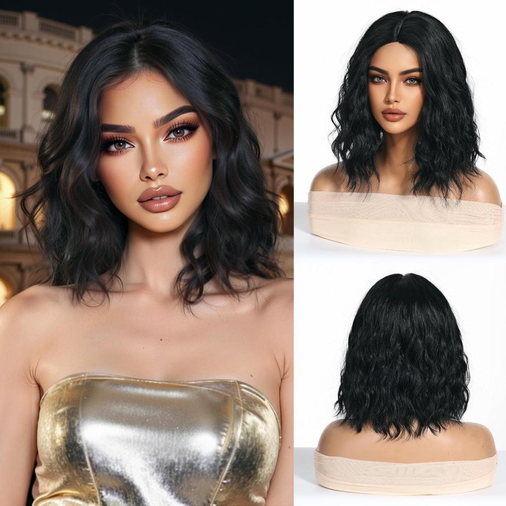 2025 new Black Bob Synthetic Wigs with bangs Medium  Daily Party  Wig for Women Heat Resistant Natural wig