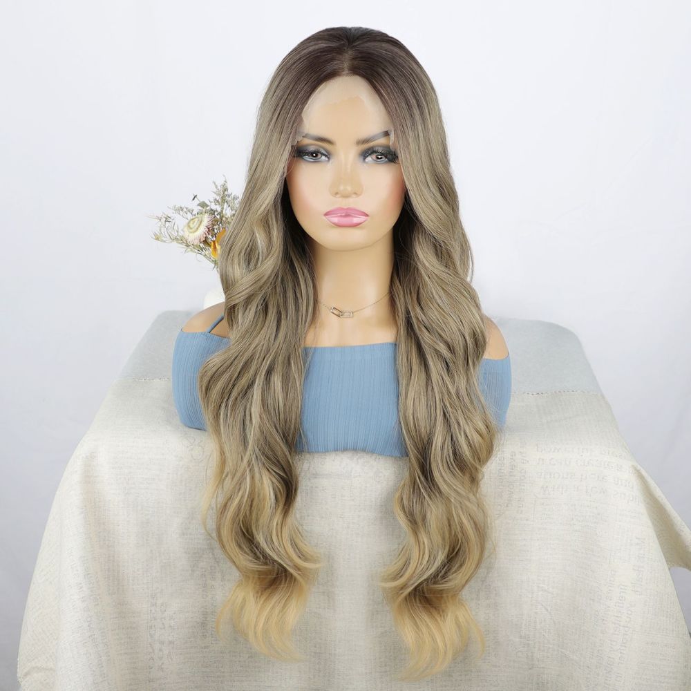 Long Wave 13*4 Lace Front Synthetic Wigs,Glueless Lace Front Fiber  Wig with Pre Plucked Natrural Looking Wigs