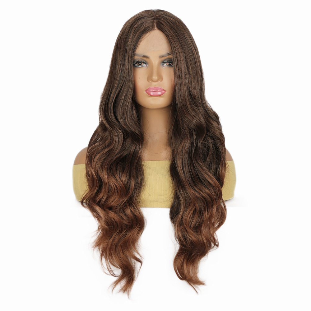 13×3.5 Long Wave Black Synthetic Lace Wig for Women Transparent Lace Natural Hairline Heat Resistant wigs