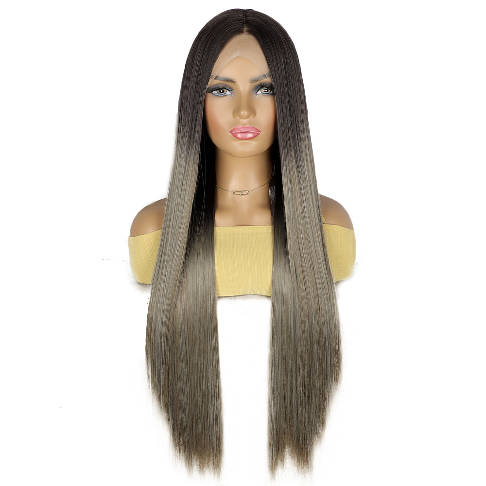 13×3.5 Long Wave Black Synthetic Lace Wig for Women Transparent Lace Natural Hairline Heat Resistant wigs