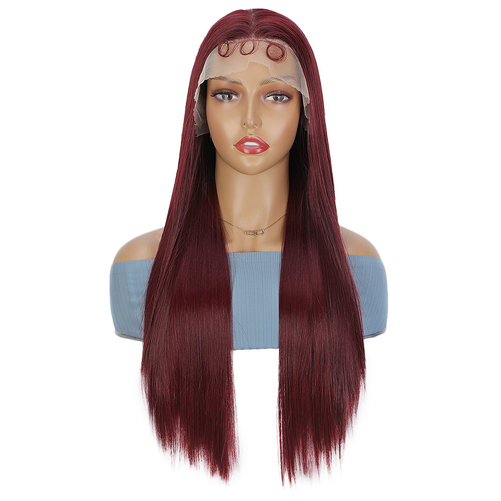13×3.5 Long Wave Black Synthetic Lace Wig for Women Transparent Lace Natural Hairline Heat Resistant wigs