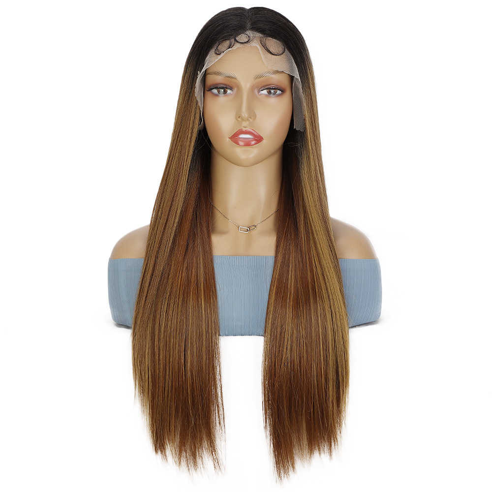 13×3.5 Long Wave Black Synthetic Lace Wig for Women Transparent Lace Natural Hairline Heat Resistant wigs