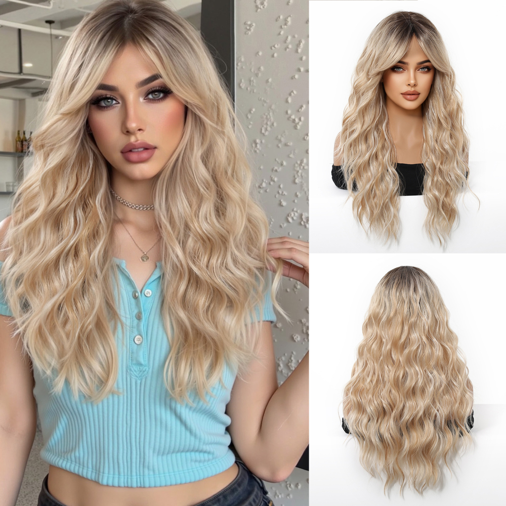 Short wave Synthetic Natural  Wig with Bangs for Women Party Daily Cosplay Use Heat Resistant Fiber Wigs